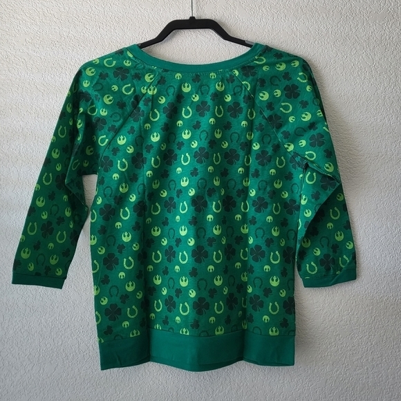 Star Wars Yoda Luck of the Jedi‎ Green St. Patrick's Day Shirt 3/4 Sleeves - Picture 6 of 6